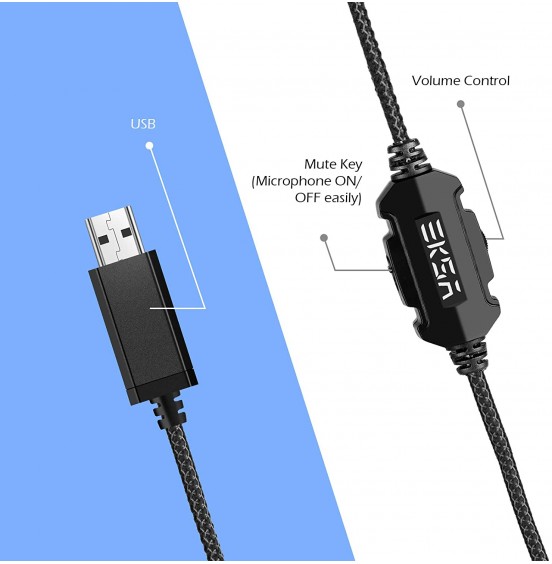 EKSA E1000 USB Gaming Headset for PC - Computer Headphones with Microphone/Mic Noise Cancelling, 7.1 Surround Sound Wired Headset&RGB Light - Gaming Headphones for PS4/PS5 Console Laptop EKSA E1000 USB Gaming Headset for PC - Computer Headphones with Microphone/Mic Noise Cancelling, 7.1 Surround Sound Wired Headset&RGB Light - Gaming Headphones for PS4/PS5 Console Laptop